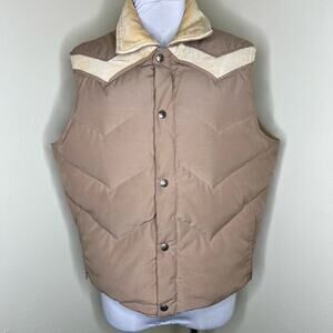 70s Woolrich Down Vest L/XL Mens Hunting Corduroy Puffer Snap Vintage Insulated